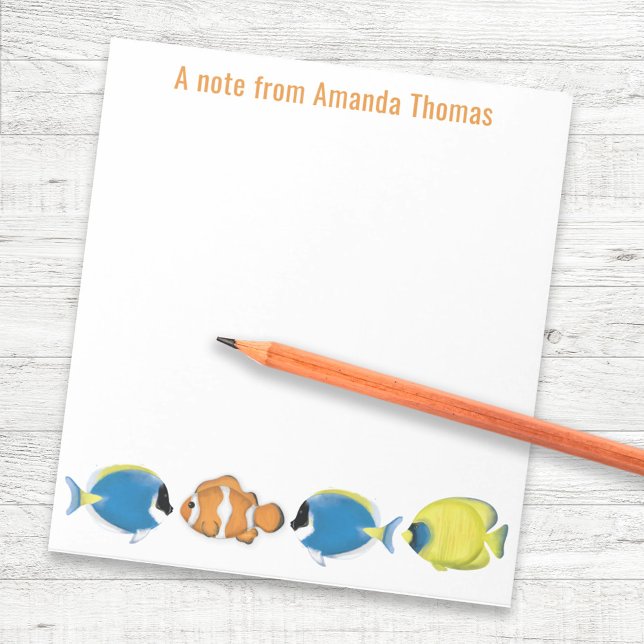 Bloc-note Aquarelle Tropical Fish Personnalisé (Tropical Fish personalized notepad)