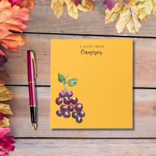 Bloc-note Aquarelle vintage dessinée à la main Raisins Jaune