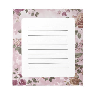 Bloc-note Aquarelle vintage Florale Rose
