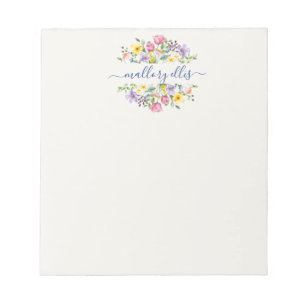 Bloc-note Aquarelle Whimsical Fleur sauvage Floral Bordure