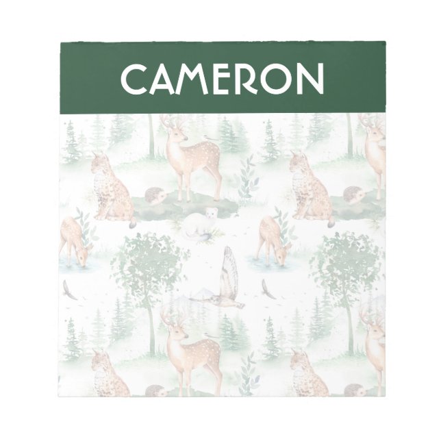 Bloc-note Aquarelle Woodland Baby Motif animal (Devant)