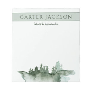 Bloc-note Aquarelles vertes arbres citation naturelle