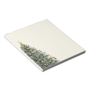 Bloc-note Arbre de Noël aquarelle rustique Noël Fêtes de fin