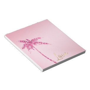 Bloc-note Arbre de palme à paillettes roses ombré amour or