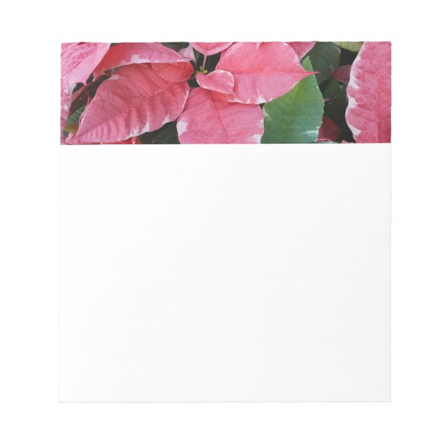 Bloc-note Argent Star Marbre Poinsettias Pink Holiday Floral (Devant)