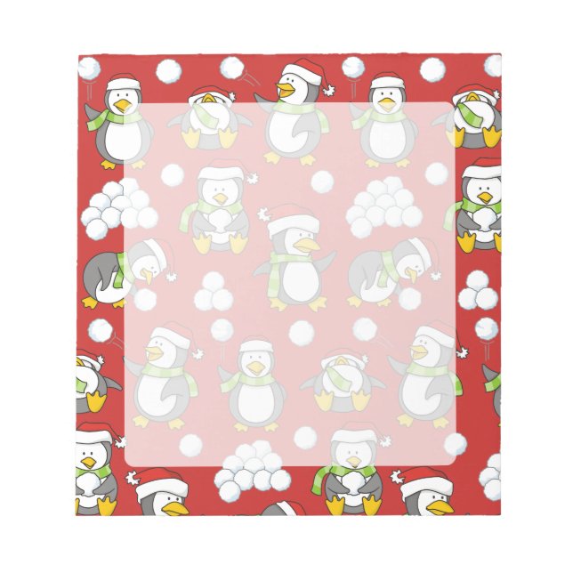 Bloc-note Arrière - plan de pingouins de Noël (Devant)