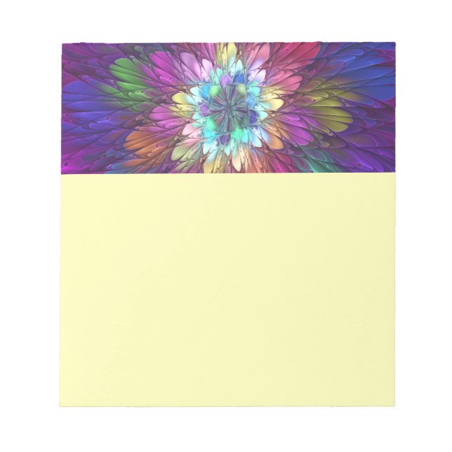 Bloc-note Art abstrait fractal de fleurs psychédéliques colo (Devant)