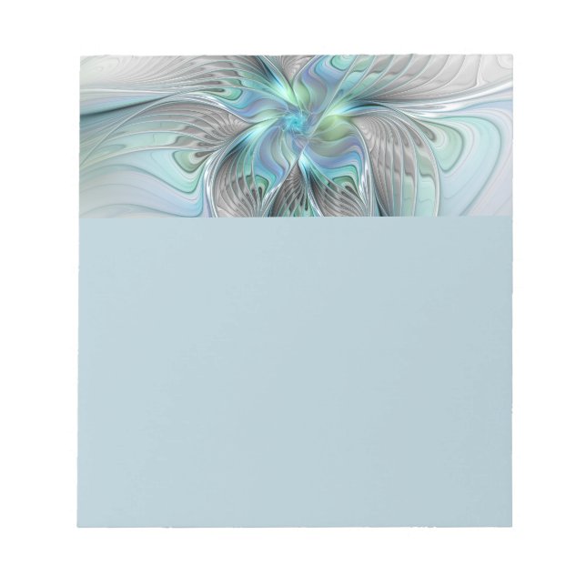 Bloc-note Art abstrait papillon bleu vert fantasy fractal (Devant)