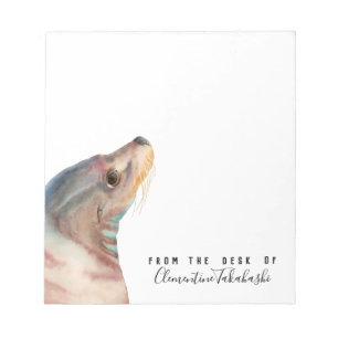 Bloc-note Art animal Lion de mer   Ajouter Votre Nom