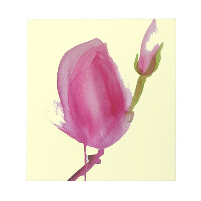 Bloc-note Art de fleur d'aquarelle de magnolia rose (Devant)