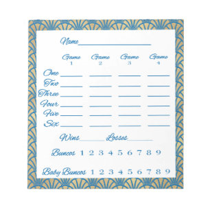 Bloc-note Art déco élégant de feuille de score de Bunco