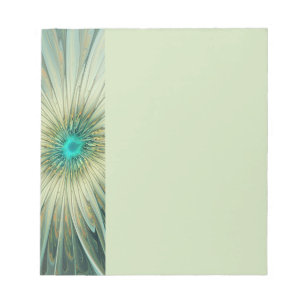 Bloc-note Art floral fractal fantaisiste vert sauge abstrait