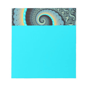 Bloc-note Art fractal abstrait bleu turquoise orange en spir