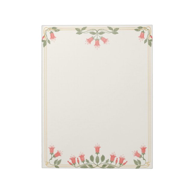 Bloc-note Art Nouveau Fuchsia Floral Border Notepad (Tourné)