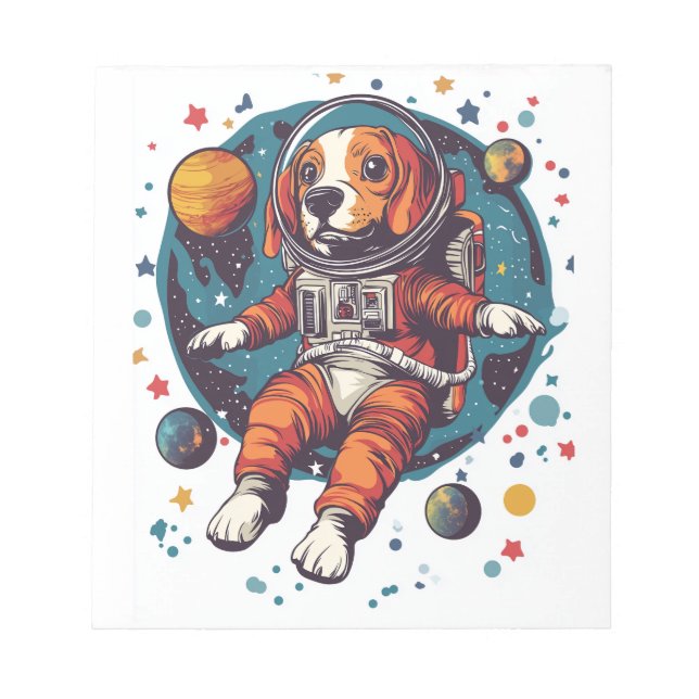 Bloc-note Astronaute Beagle � Chien Explorateur Spatial (Devant)