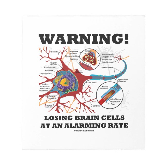 Bloc-note Attention ! Losing Brain Cells At An Alarming (Devant)