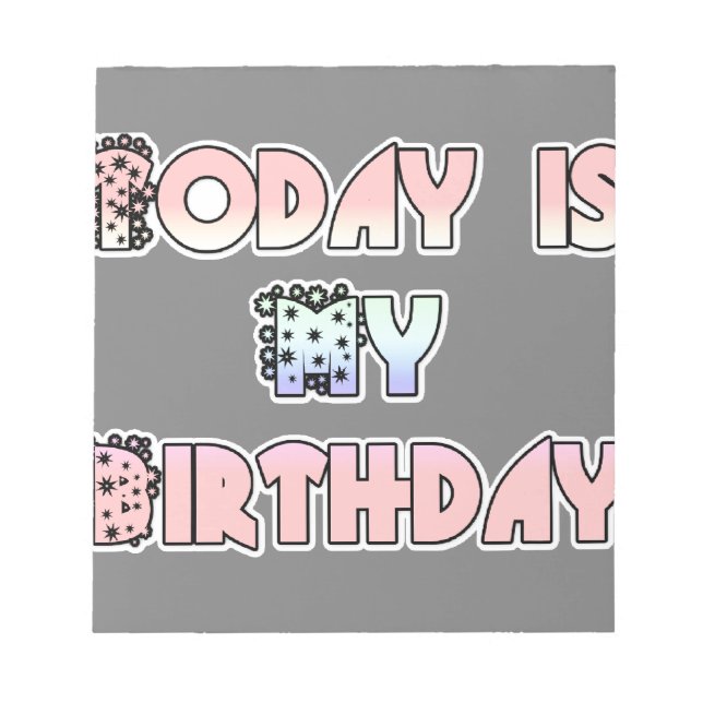 Bloc-note Aujourd'hui est mon anniversaire Baby Pink Art Pri (Devant)