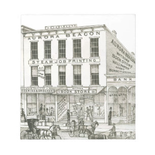 Bloc-note Aurora Illinois Aurora Beacon News 1871 Stone Lith