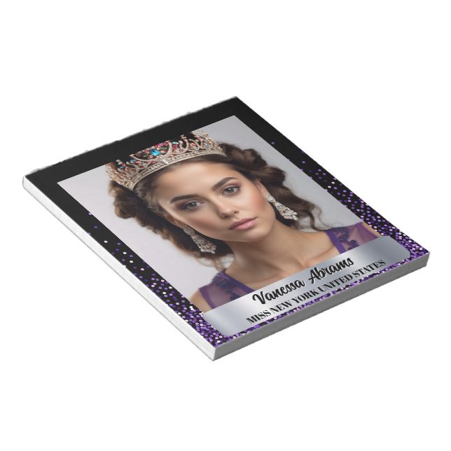 Bloc-note Autographie du concours de Shimmer de Glitz violet (Incliné)