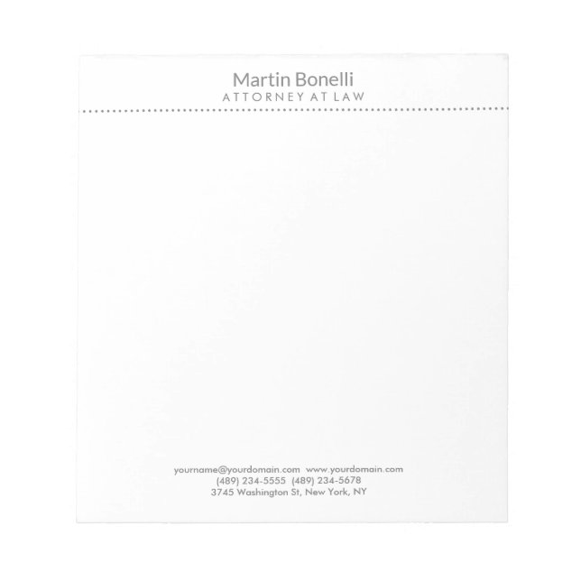 Bloc-note Avocat blanc excellent traditionnel simple (Devant)