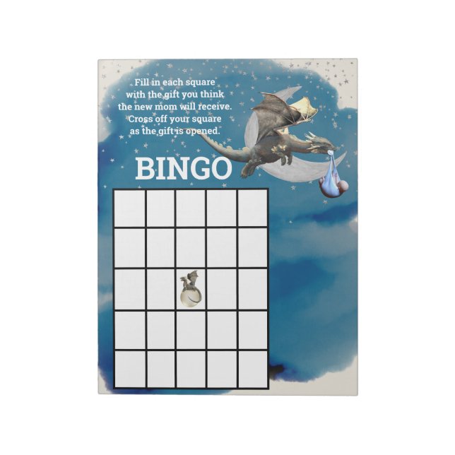 Bloc-note baby shower Bingo Dragon Chevalier  (Tourné)