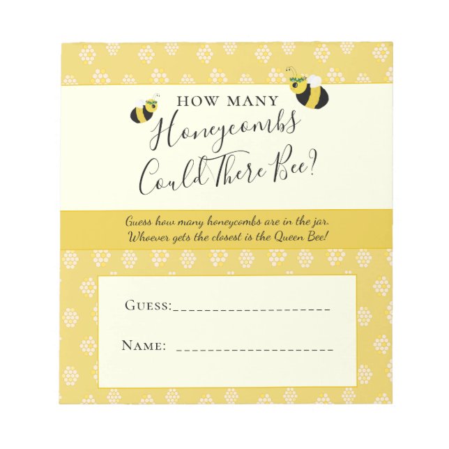 Bloc-note Baby shower d'abeilles mignonnes Honeycombs Guesse (Devant)