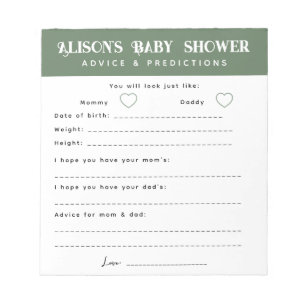 Bloc-note Baby shower de conseils et de prédictions de la ta