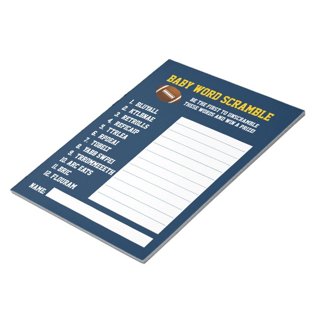 Bloc-note Baby shower de FOOTBALL Jaune Bleu Jaune (Incliné)