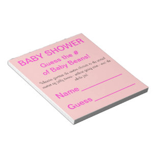 Bloc-note BABY SHOWER Devis Nombre de haricots de bébé Jeu r