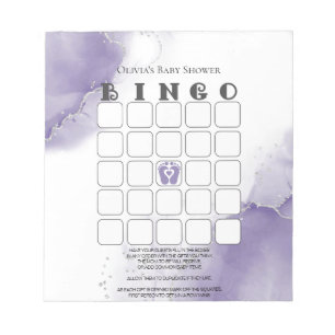 Bloc-note Baby shower en marbre Dusty Amethyst