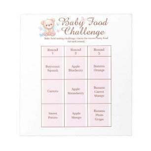 Bloc-note Baby shower Food Challenge Activité de jeu Bloc-no