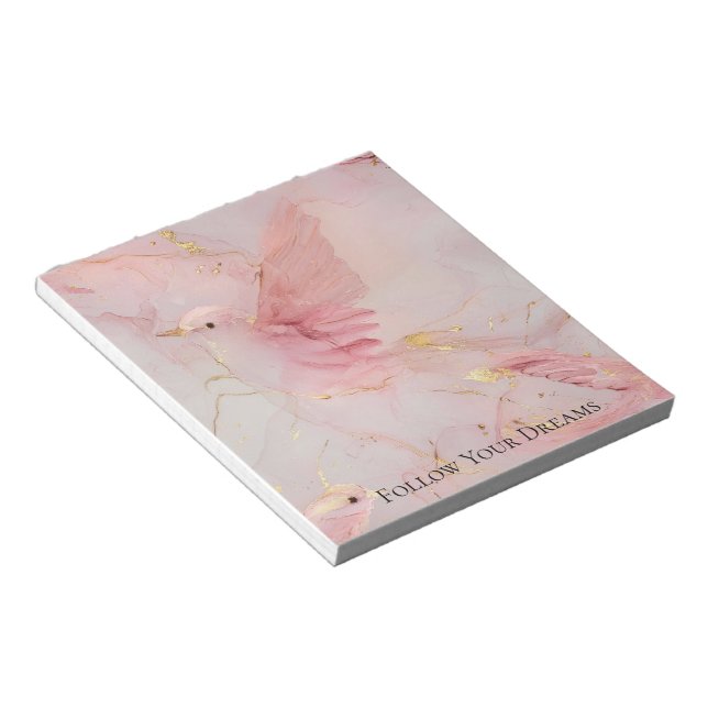 Bloc-note Baby shower Gold Blush Pink Birds (Incliné)
