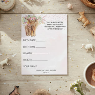 Bloc-note Baby shower Guesses Jeu Vache Highland Rose