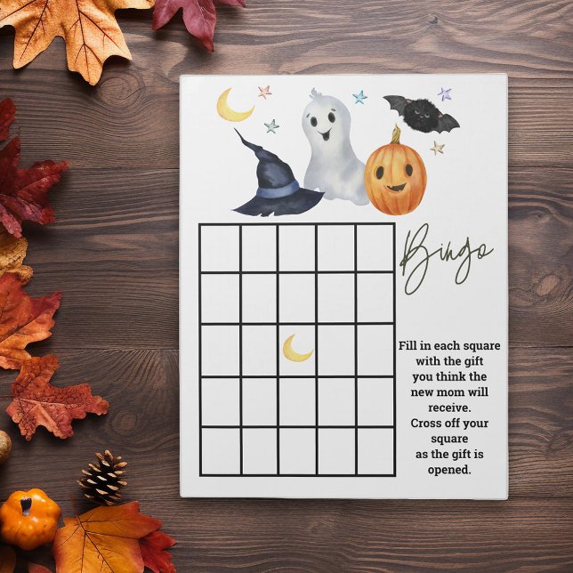 Bloc-note baby shower Halloween Bingo Game Ghost Boo (Créateur téléchargé)