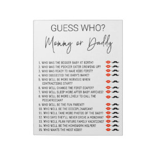 Bloc-note Baby shower Jeu Devine Qui Sexe Script Neutre