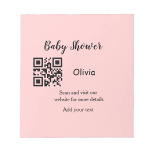 Bloc-note Baby shower rose simple q r code ajouter le texte
