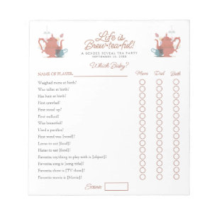 Bloc-note Baby shower Tea Party Cute Minimaliste Boho Neutra