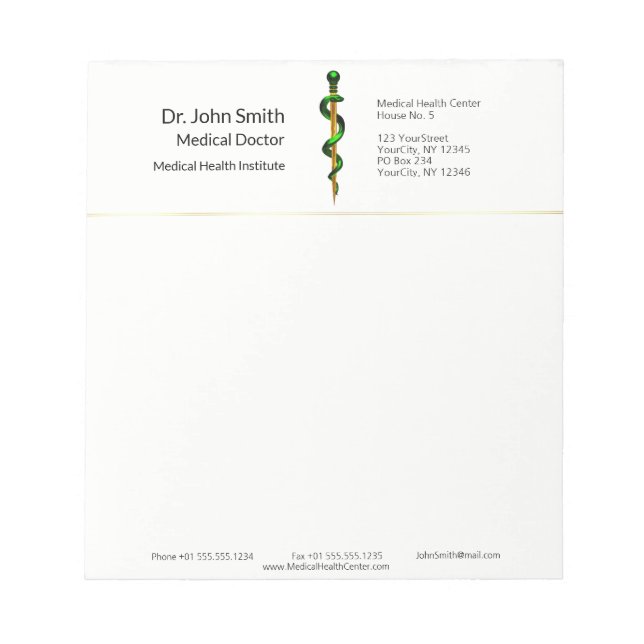 Bloc-note Bague d'or vert de l'Asclepius Médicale Herbal (Devant)