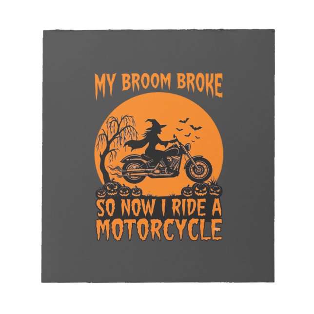 Bloc-note Balai Casse Sorcière Halloween Moto Chauves-Souris (Devant)