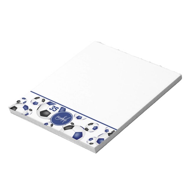 Bloc-note ballons de football bleu noir accent cadeaux d'ath (Tourné)
