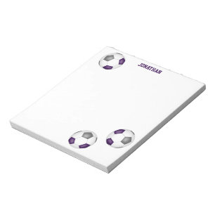 Bloc-note ballons de football gris violet accent personnalis