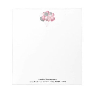 Bloc-note Ballons de parties scintillant rose et argent