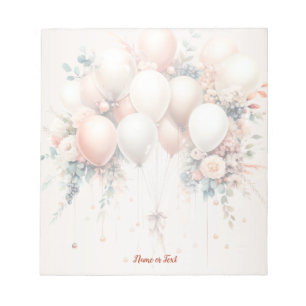 Bloc-note Ballons floraux de Pêche blanche colorée Élégant