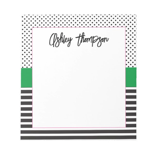 Bloc-note Bande de points noirs et blancs Preppy (Devant)
