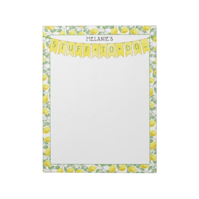 Bloc-note Bannière et aquarelle Motif citron (Tourné)