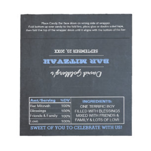 Bloc-note Barre Bleue Barre Mitzvah Candy Wrappers