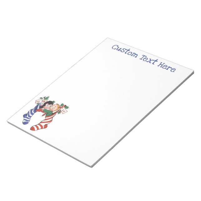 Bloc-note Bas de Noël Vintage avec de mignons enfants (Incliné)