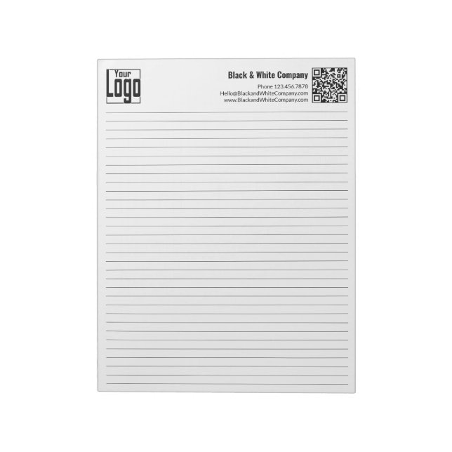Bloc-note Basic Logo QR-code Black Line College Rule (Tourné)