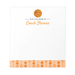 Bloc-note Basketball Coach Cadeau Orange Black Papier