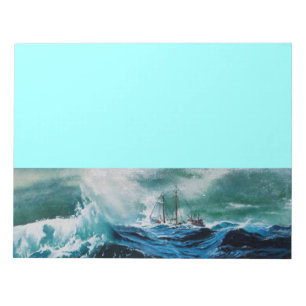 Bloc-note Bateau dans la mer dans la tempête